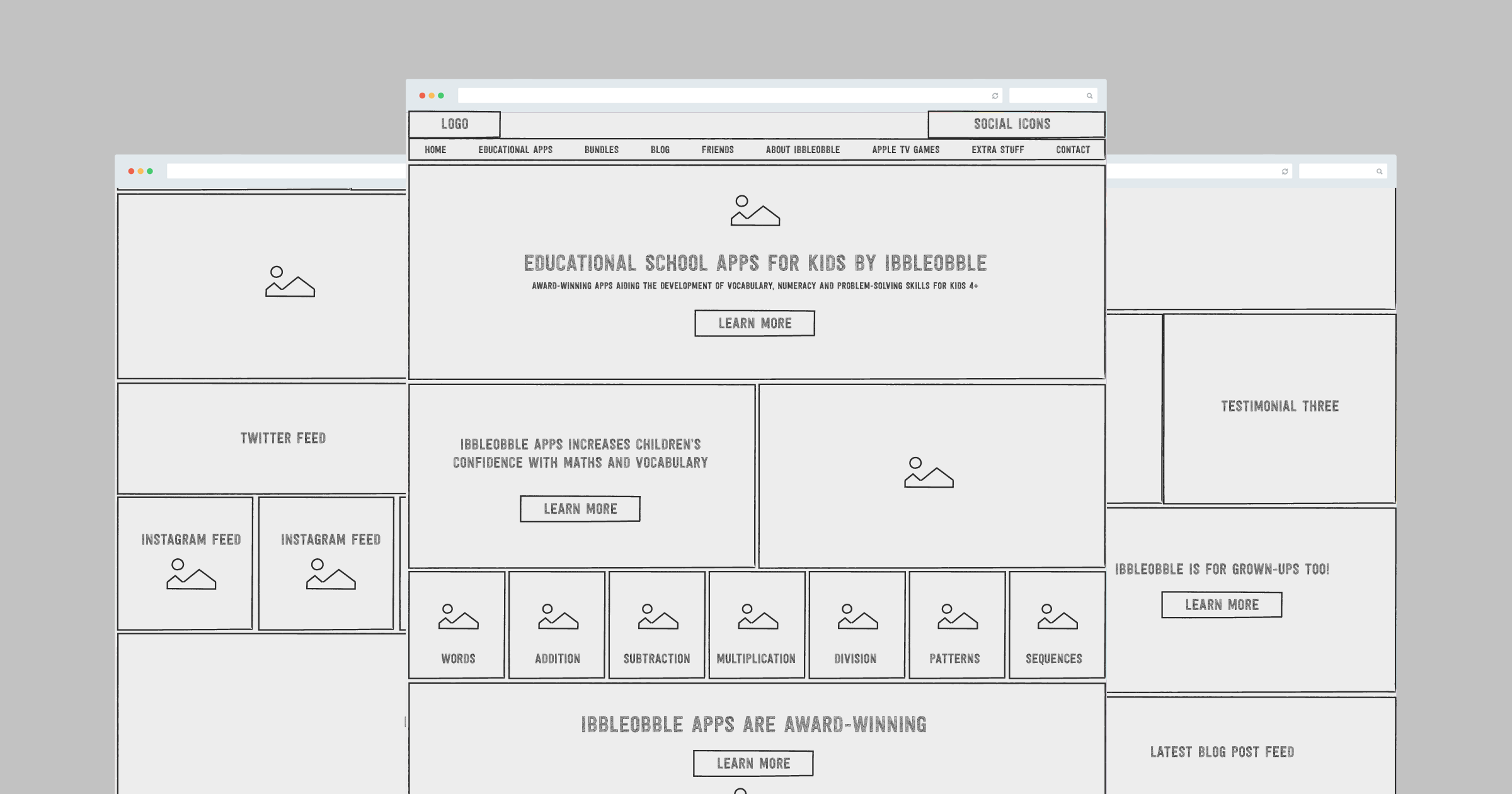 ibbleobble website wireframe