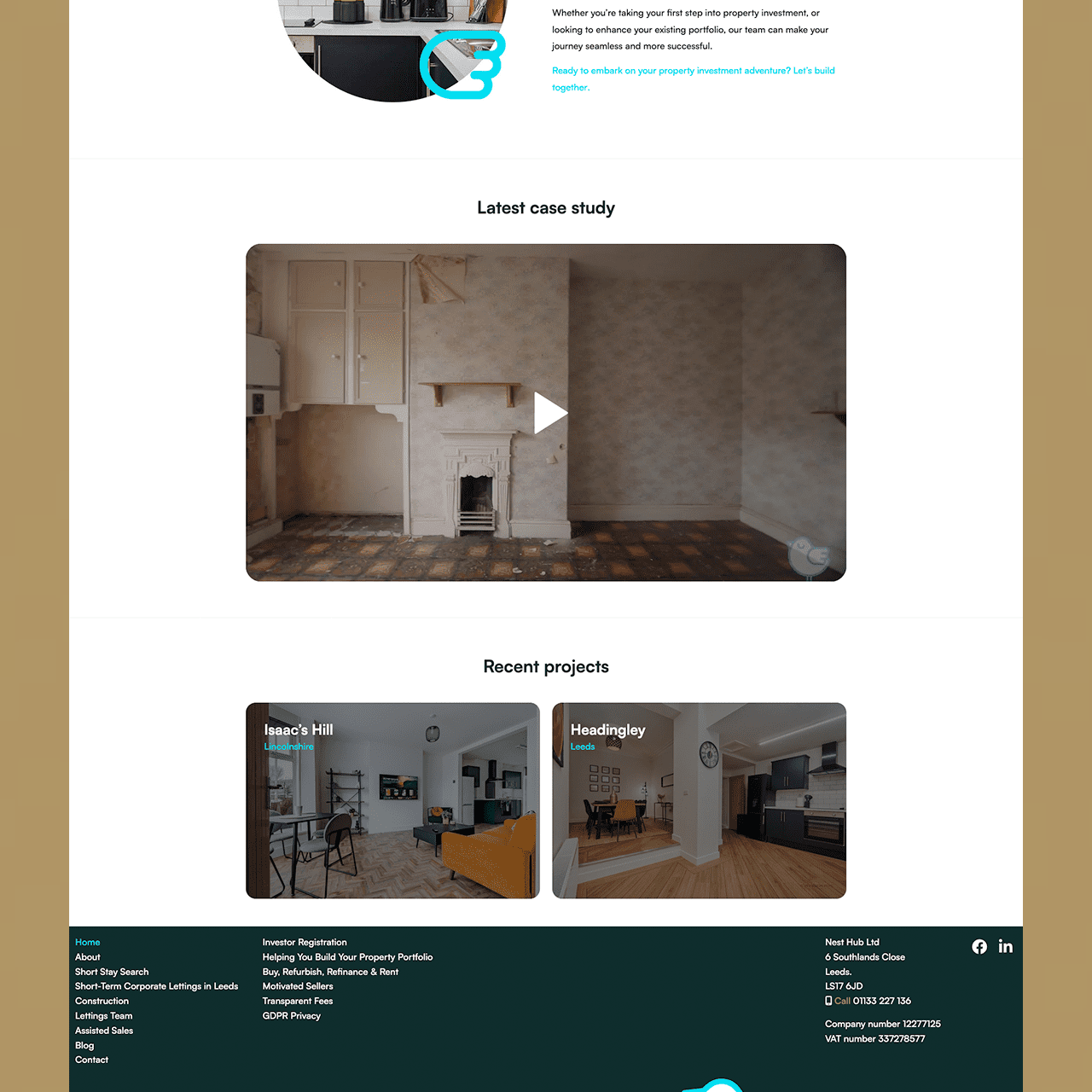 Nest Hub Properties website