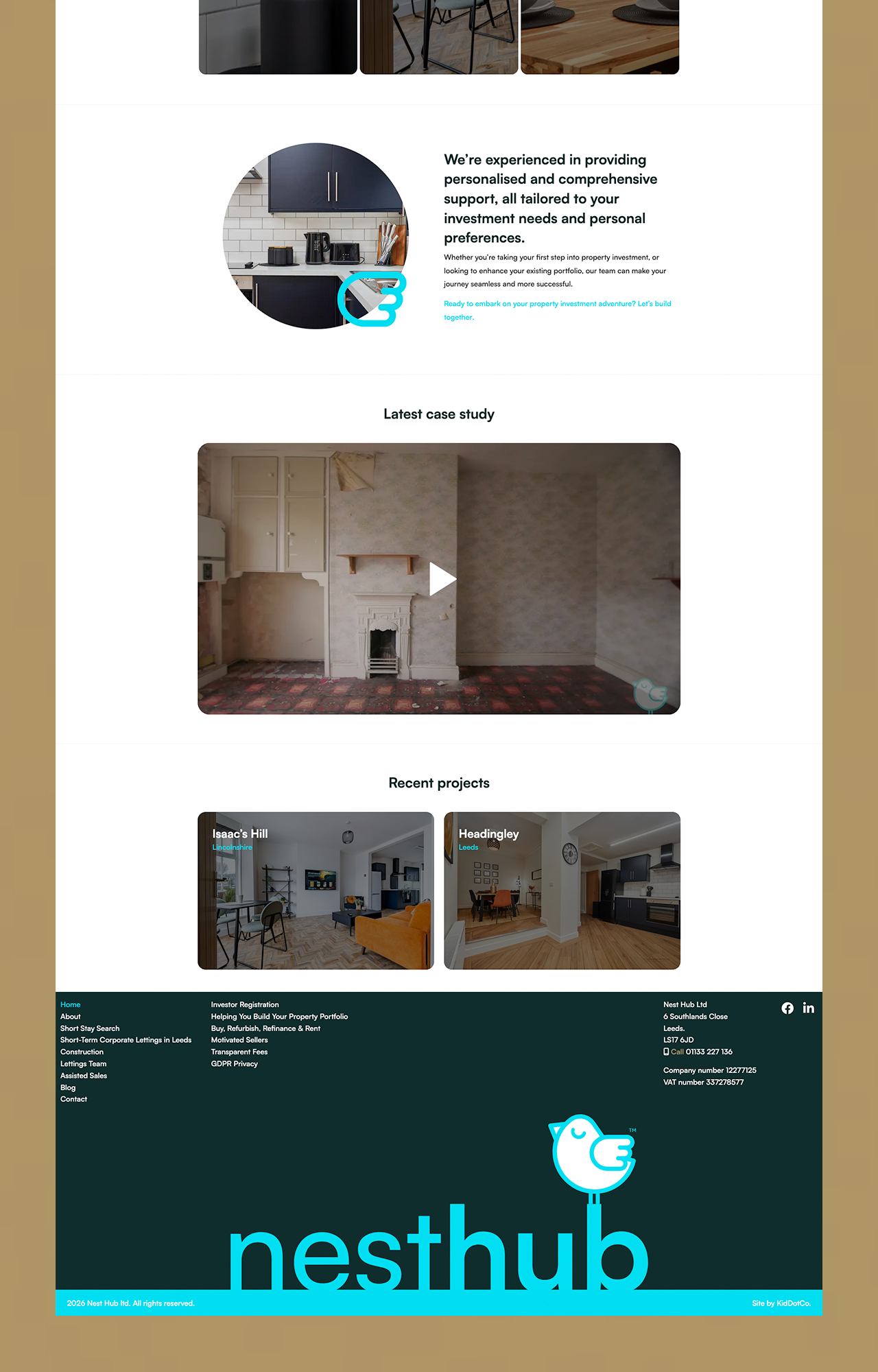 Nest Hub Properties website